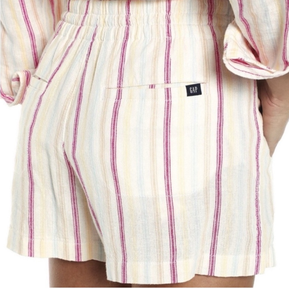NWT GAP- Women's Striped Pull-on Linen Short - Picture 2 of 9